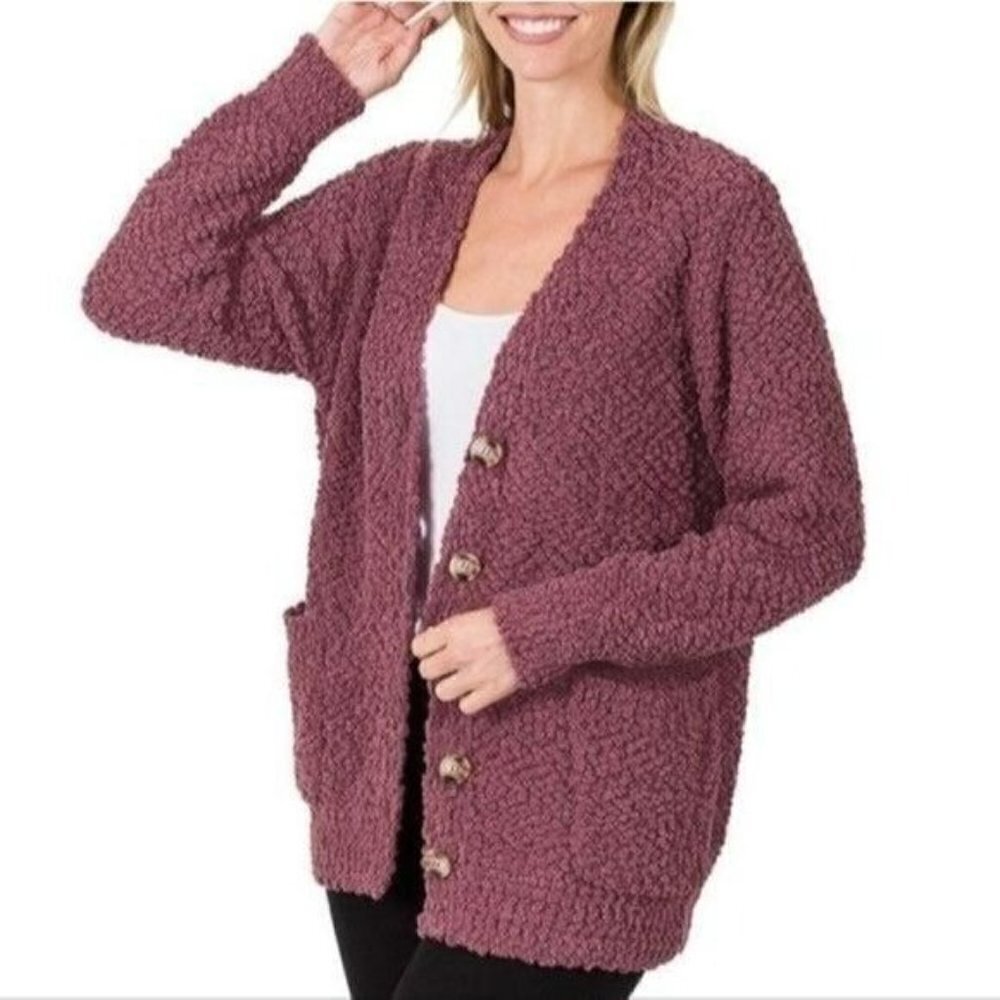 Zenana Purple Knit Cardigans 1X